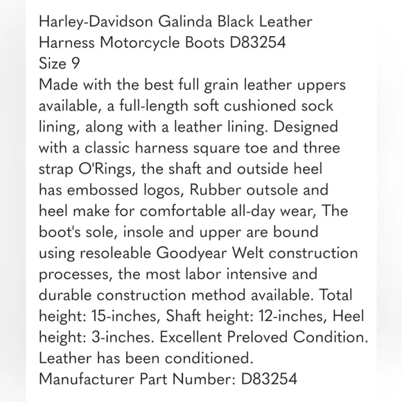 Harley-Davidson Galinda Black Leather Harness Motorcycle Boots D83254 - Picture 12 of 12